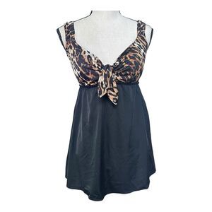 Longitude Women’s Leopard Print Swim Dress Size 10 Tummy Control NWOT